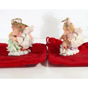 2‎ Vintage Ashton Drake Christmas Angel Ornaments Wishing You Deer Tree